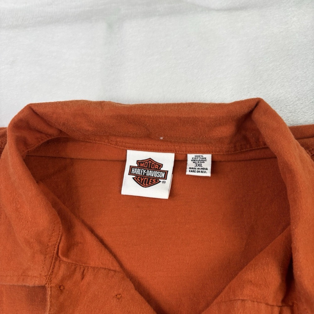 Harley Davidson Black Hills Orange Short Sleeve Graphic Collared Polo Shirt 3XL - Picture 4 of 7